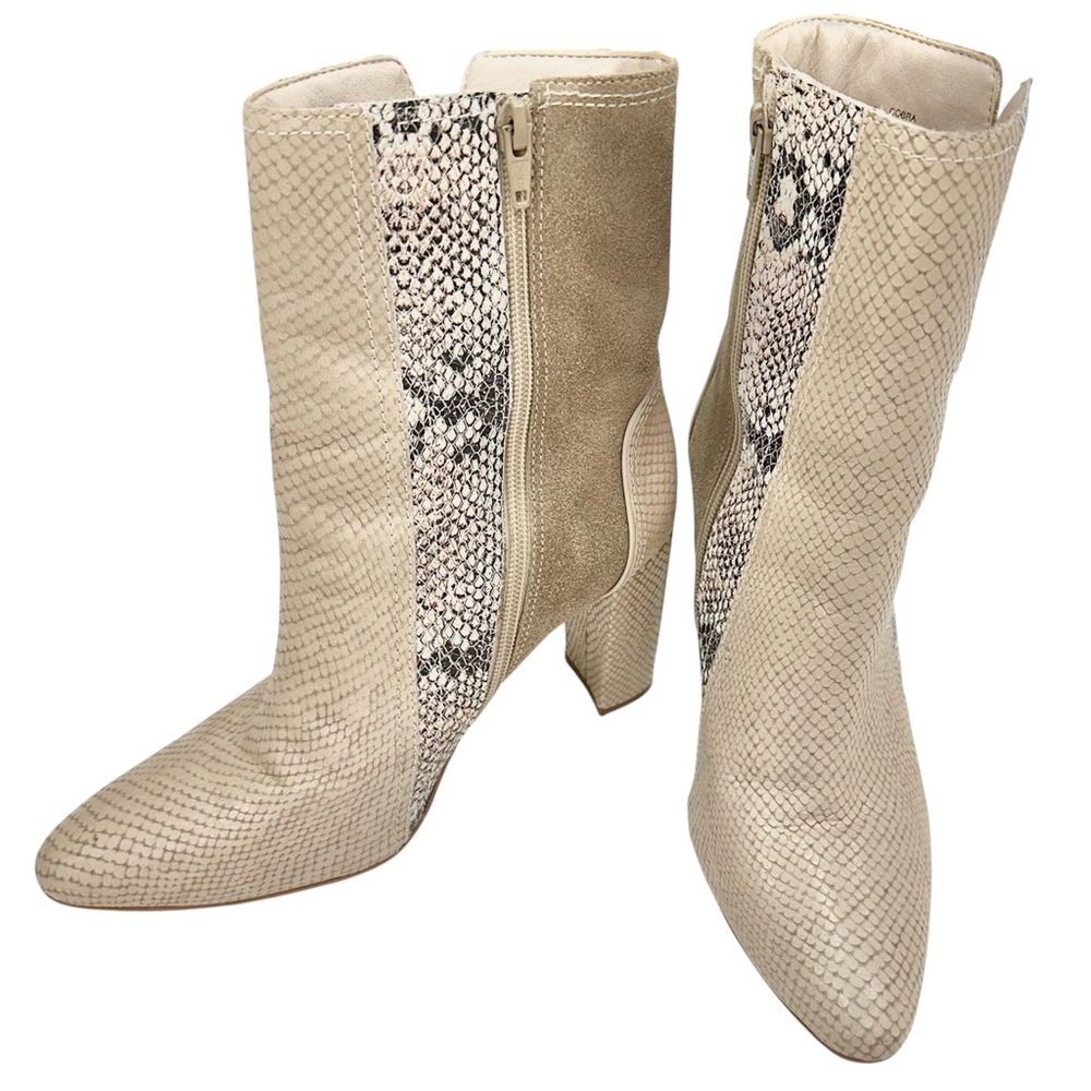 Matisse Cobra Block Heel Booties Ivory/Snakeskin Size 8.5 - Picture 2 of 11